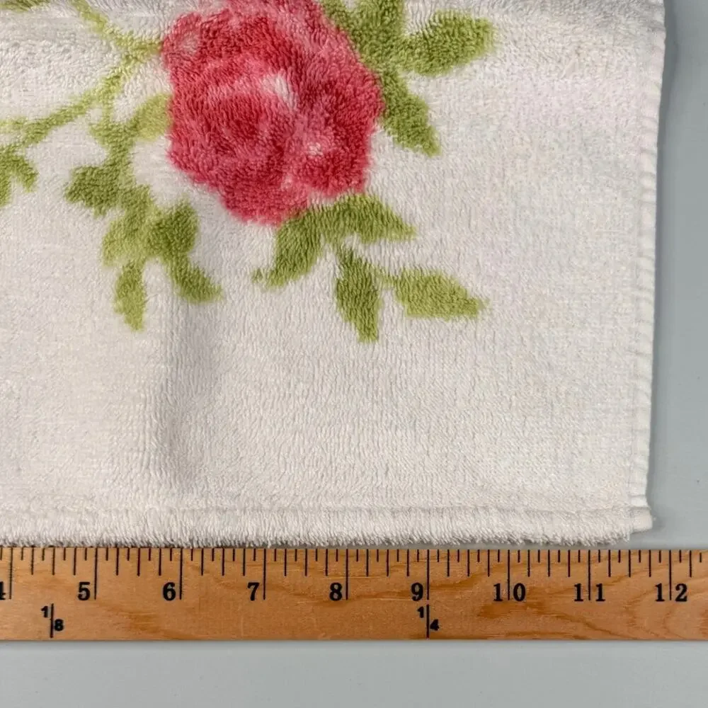 Vintage TerriSol Brazil Bath Towel w/Washcloth Set Pink Roses Shabby Chic Floral